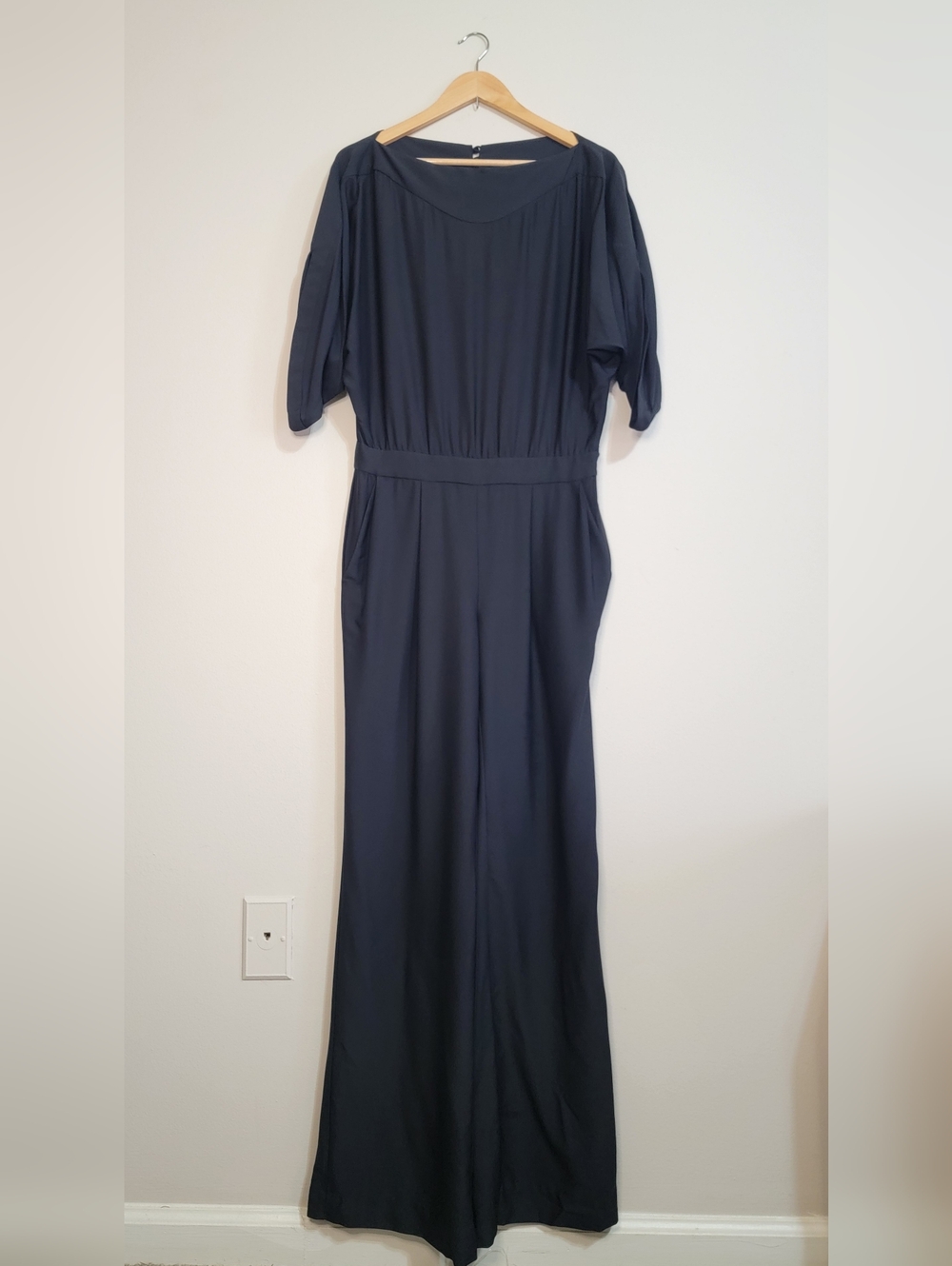 Diane Von Furstenberg Navy Long Sleeve Jumpsuit
